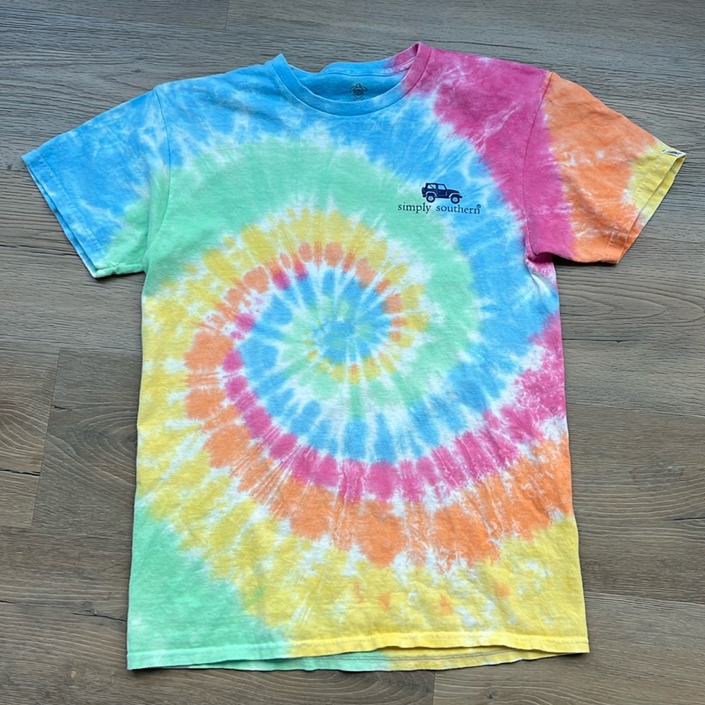 Simply Southern “Mud Hair Don’t Care” Tie Dye Jeep T-Shirt, Women’s Small EUC - Picture 2 of 6